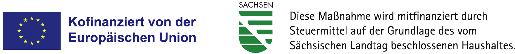 Kofinanziert von der Europäischen Union. Sachsen. Diese Maßnahme wird mitfinanziert durch Steuermittel auf der Grundlage des vom Sächsischen Landtag beschlossenen Haushaltes.